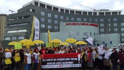 Ebe ve hemşireler il sağlık müdürlüğü önünde! 'Hak kaybına uğruyoruz'