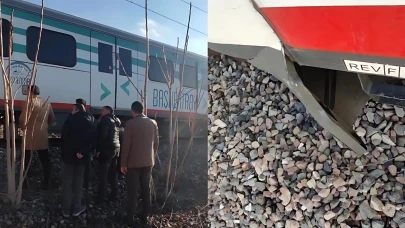 Ankara'da yolcu treni, kaya parçasına çarptı