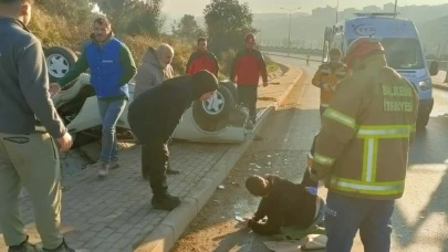 Fiat Tofaş takla attı: Sürücü hastaneye kaldırıldı