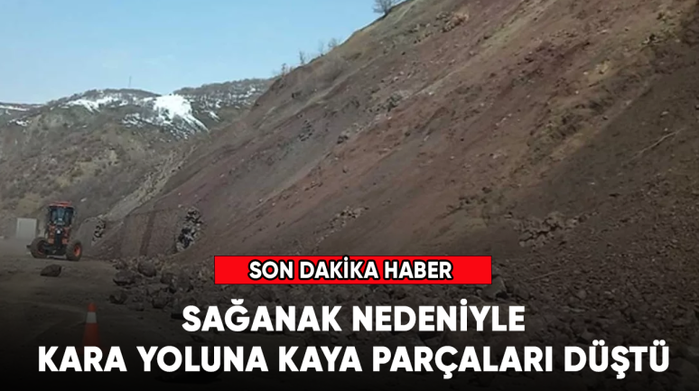 Sağanak nedeniyle kara yoluna kaya parçaları düştü