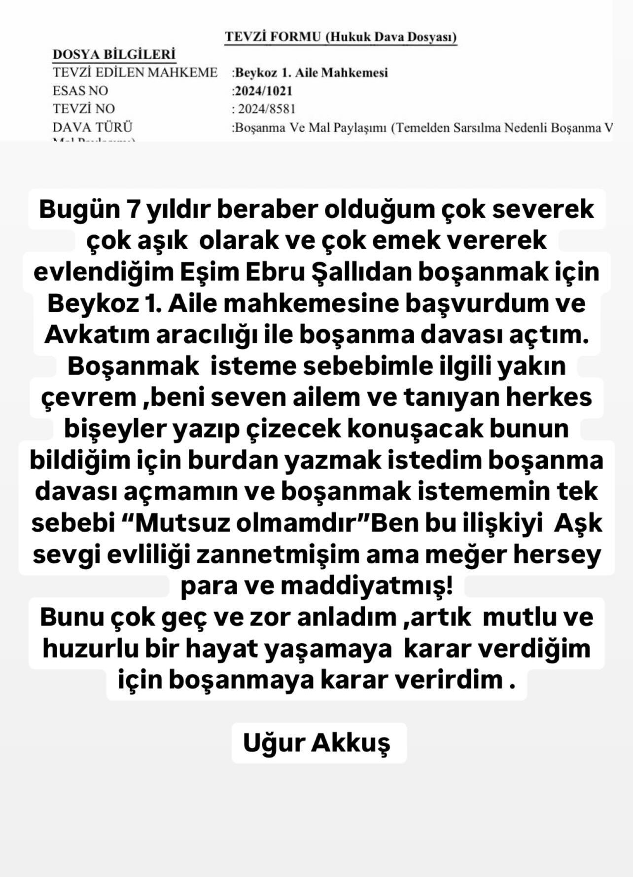 Ebru Şallı ile Uğur Akkuş boşanıyor! Nedenini açıkladı, suçlamaları tepki çekti - 1. Resim