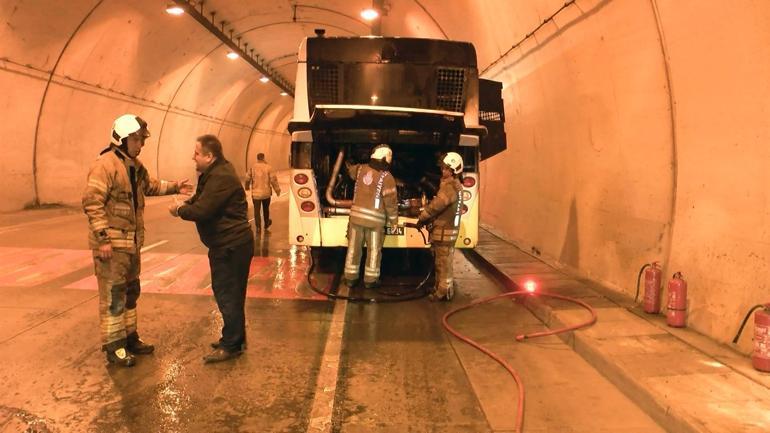 Bomonti Tüneli’nde otobüs yangını