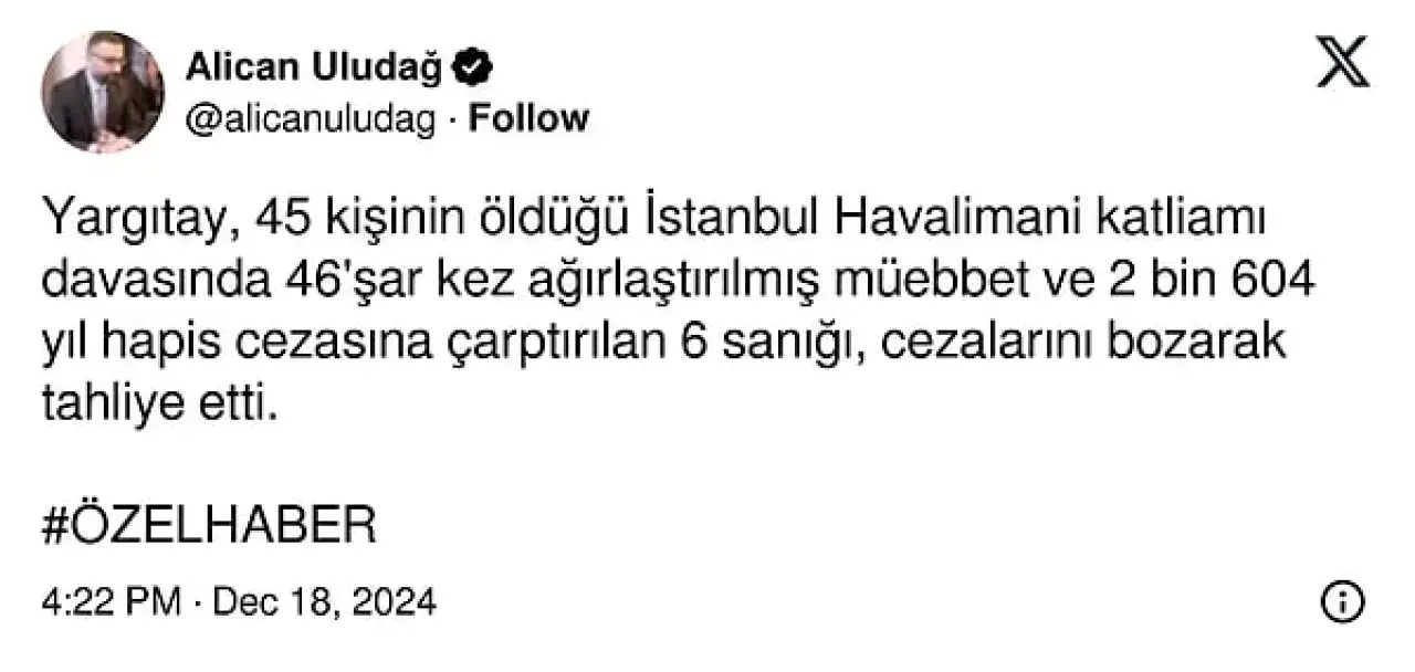 Uludağ'ın sosyal medya hesabından yaptığı açıklama 👇