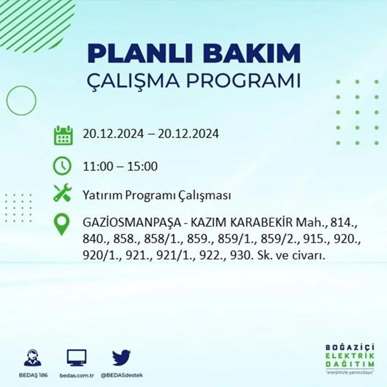 İstanbul'un 20 ilçesinde elektrik kesintisi: Elektrikler ne zaman gelecek? (20 Aralık BEDAŞ kesinti programı) - 61