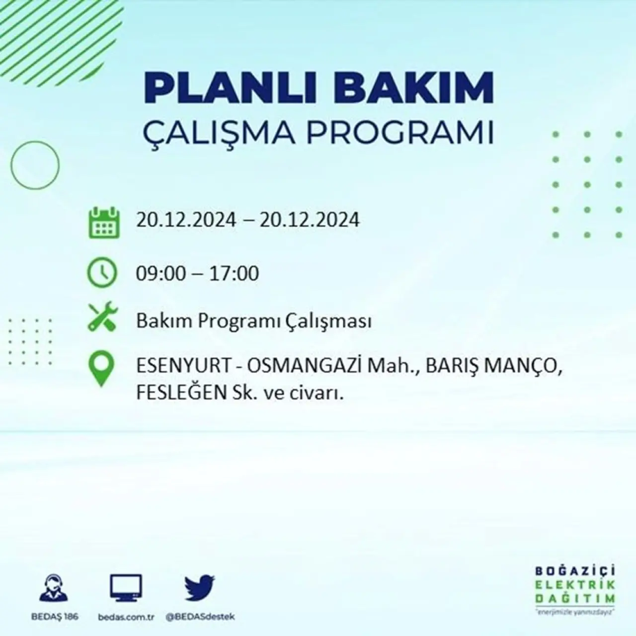 İstanbul'un 20 ilçesinde elektrik kesintisi: Elektrikler ne zaman gelecek? (20 Aralık BEDAŞ kesinti programı) - 38