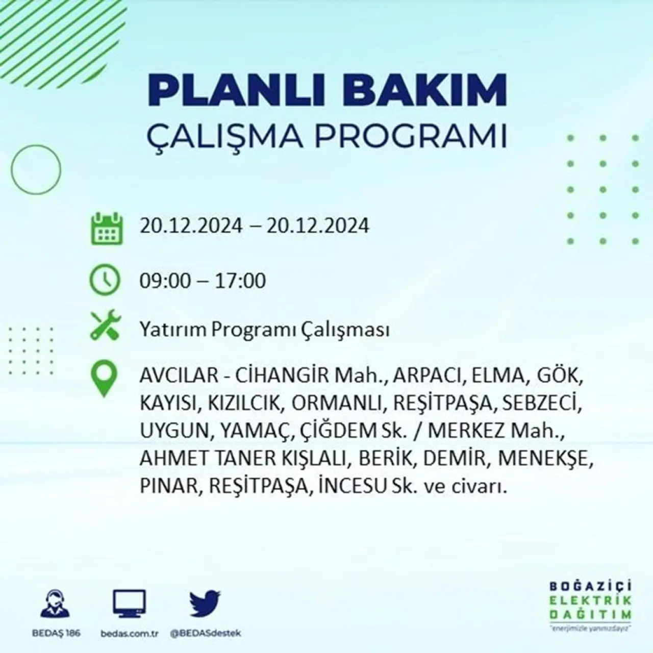 İstanbul'un 20 ilçesinde elektrik kesintisi: Elektrikler ne zaman gelecek? (20 Aralık BEDAŞ kesinti programı) - 8