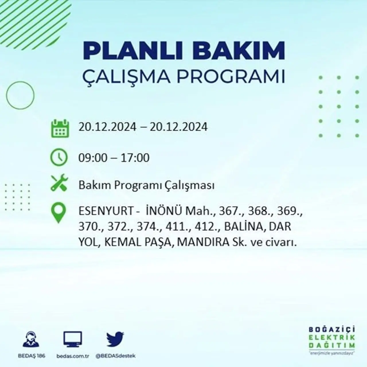 İstanbul'un 20 ilçesinde elektrik kesintisi: Elektrikler ne zaman gelecek? (20 Aralık BEDAŞ kesinti programı) - 46