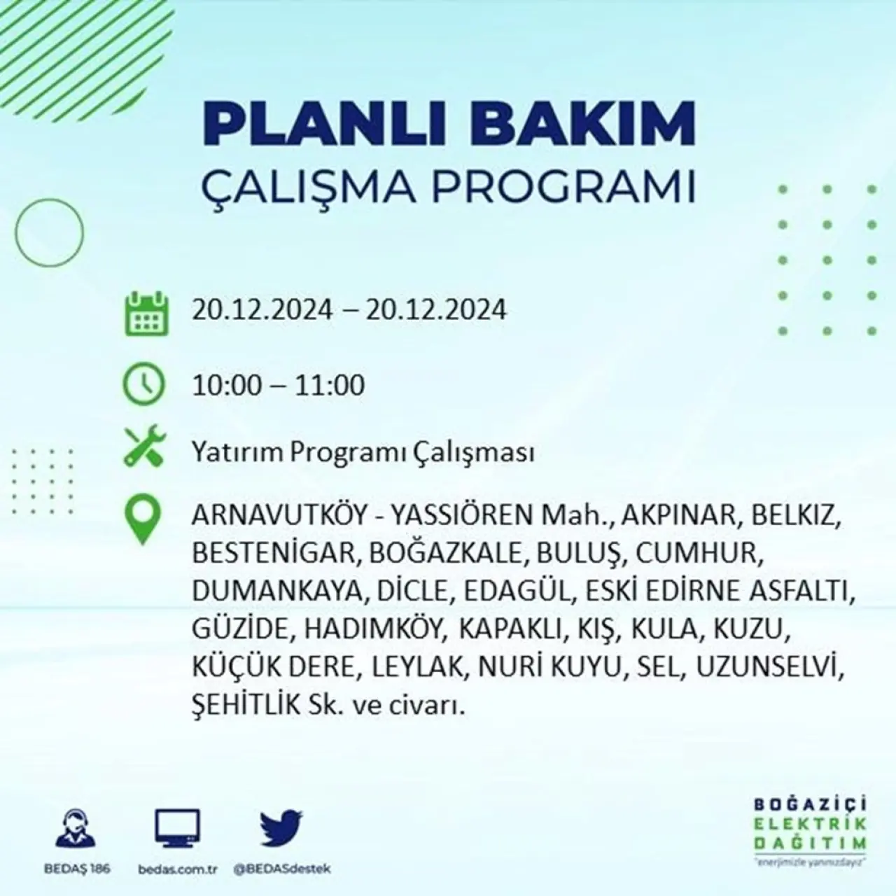 İstanbul'un 20 ilçesinde elektrik kesintisi: Elektrikler ne zaman gelecek? (20 Aralık BEDAŞ kesinti programı) - 3