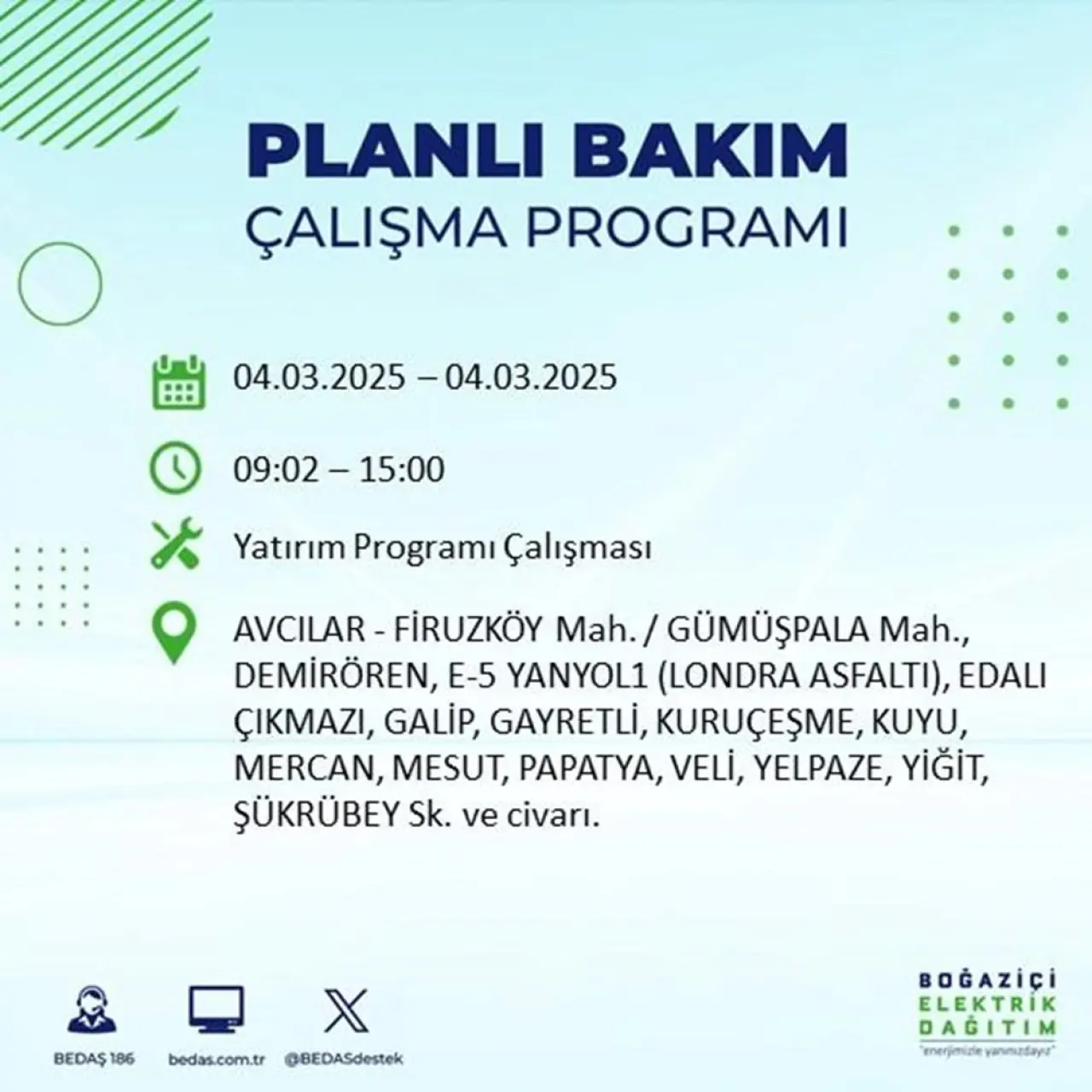 Bu ilçelerde oturanlar dikkat! İstanbul'un 21 ilçesinde elektrik kesintisi (4 Mart BEDAŞ planlı kesinti programı) - 5