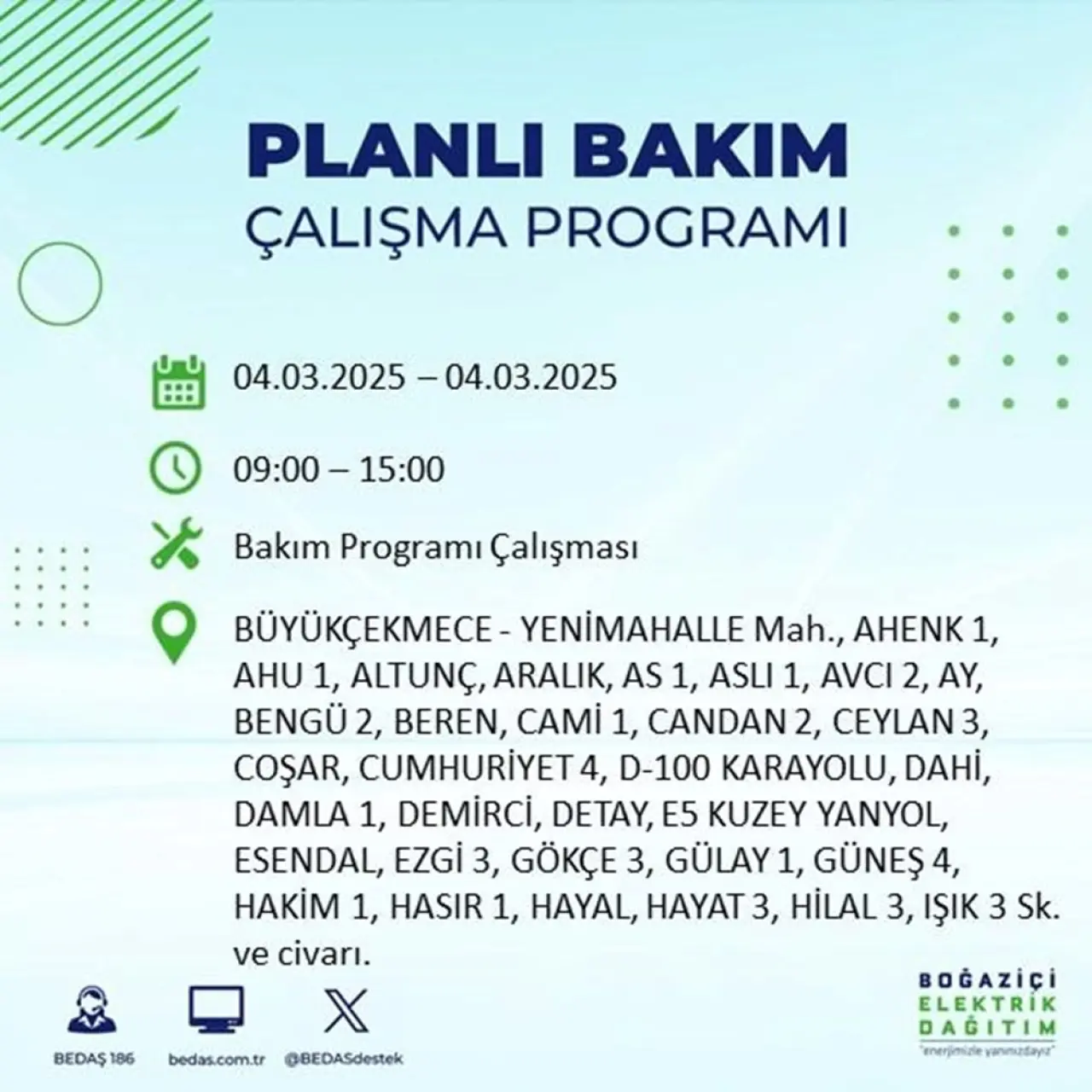 Bu ilçelerde oturanlar dikkat! İstanbul'un 21 ilçesinde elektrik kesintisi (4 Mart BEDAŞ planlı kesinti programı) - 25